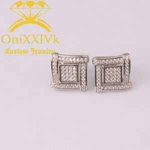 Iced Out Custom 925 Silver Square Earrings